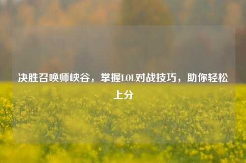 决胜召唤师峡谷,掌握LOL对战技巧,助你轻松上分