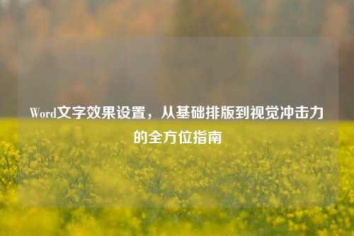 Word文字效果设置,从基础排版到视觉冲击力的全方位指南