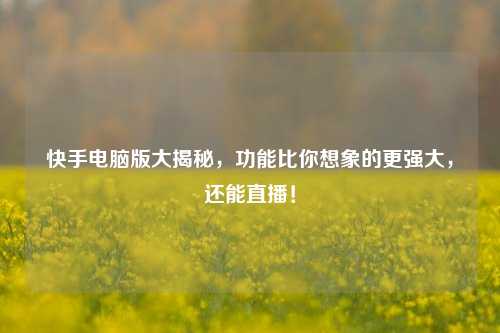 快手电脑版大揭秘,功能比你想象的更强大,还能直播!