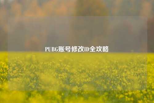 PUBG账号修改ID全攻略