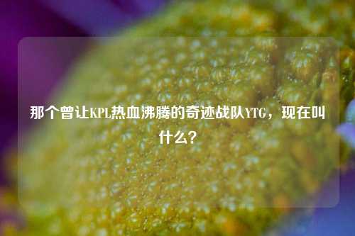 那个曾让KPL热血沸腾的奇迹战队YTG,现在叫什么?