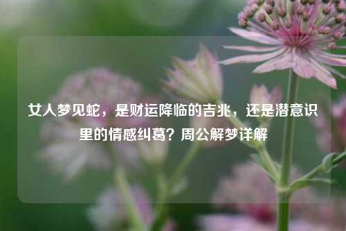 女人梦见蛇,是财运降临的吉兆,还是潜意识里的情感纠葛?周公解梦详解