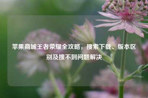 苹果商城王者荣耀全攻略,搜索下载、版本区别及搜不到问题解决