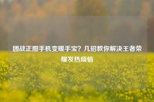 团战正酣手机变暖手宝?几招教你解决王者荣耀发热烦恼