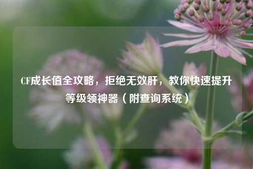 CF成长值全攻略,拒绝无效肝,教你快速提升等级领神器(附查询系统)