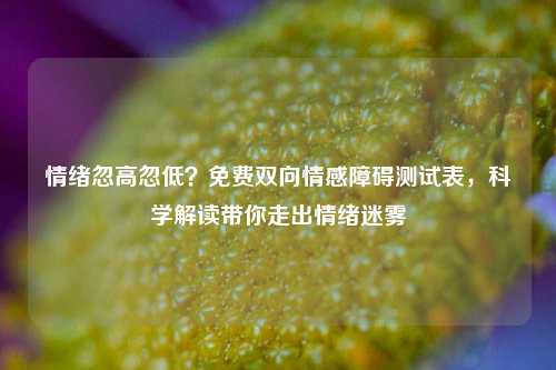 情绪忽高忽低?免费双向情感障碍测试表,科学解读带你走出情绪迷雾