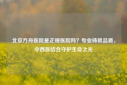 北京方舟医院是正规医院吗?专业铸就品质,中西医结合守护生命之光