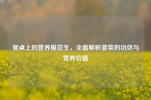 餐桌上的营养模范生,全面解析菠菜的功效与营养价值