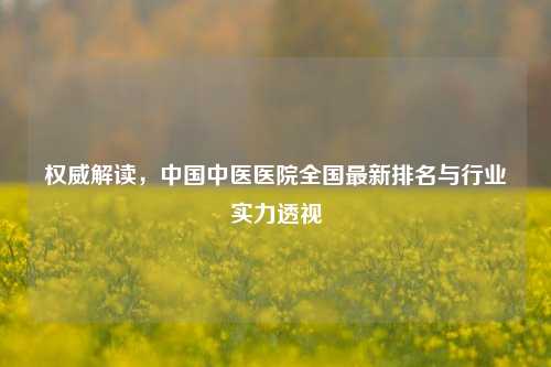 权威解读,中国中医医院全国最新排名与行业实力透视