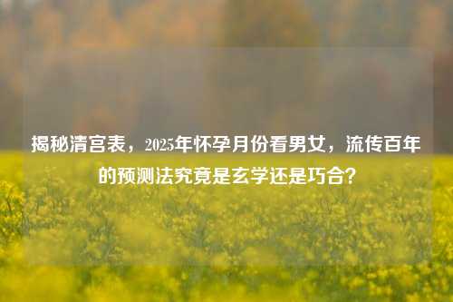 揭秘清宫表,2025年怀孕月份看男女,流传百年的预测法究竟是玄学还是巧合?