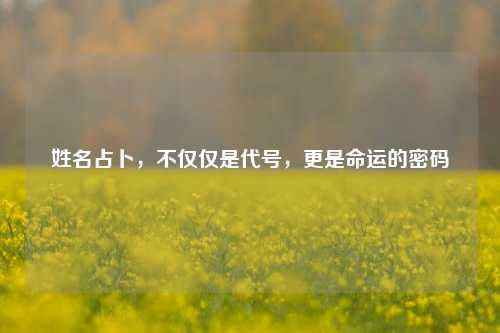 姓名占卜,不仅仅是代号,更是命运的密码