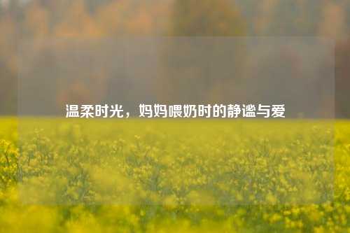 温柔时光,妈妈喂奶时的静谧与爱