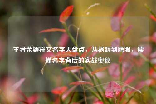 王者荣耀符文名字大盘点,从祸源到鹰眼,读懂名字背后的实战奥秘