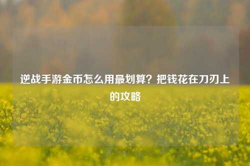 逆战手游金币怎么用最划算?把钱花在刀刃上的攻略