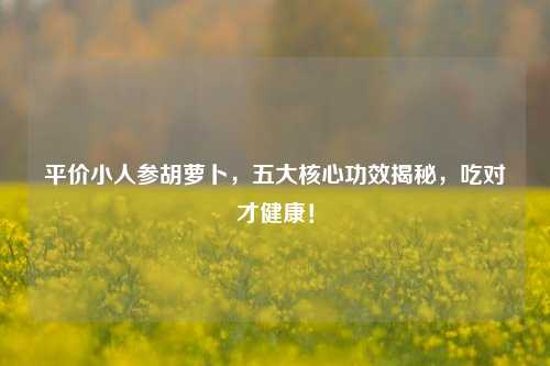 平价小人参胡萝卜,五大核心功效揭秘,吃对才健康!
